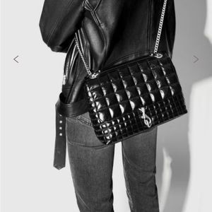 Rebecca Minkoff Leather Flap Bag in Seaweed Color